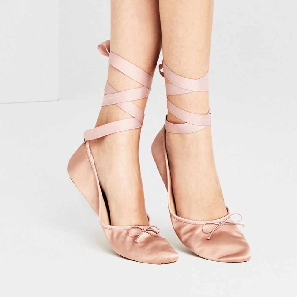 Zara sateen ballet flat shoes NWT